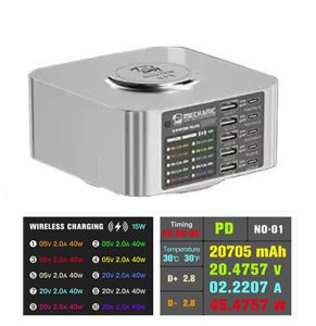 شارژر هاب و تستر 10 پورت فست و وایرلس شارژ هوشمند مکانیک | hub charger 10 port and tester charging fast and wireless smart charging mechanic X Power Plus-توضیحات